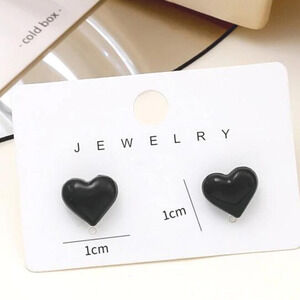 Black Heart Earrings Heart Post Earrings Black Stud Earrings Hypoallergenic